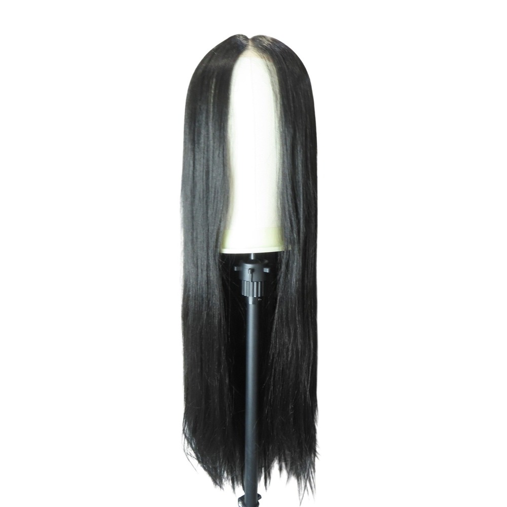 35" Long Straight Black T Part Lace Front Wig Heat Resistant Synthetic Hair 35" - Picture 2 of 12